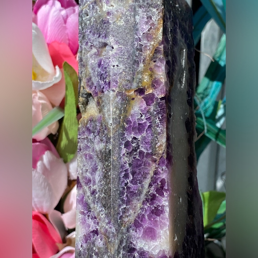 12” Sugar Druzy Sphalerite & Purple Fluorite Tower - Picture 9 of 14